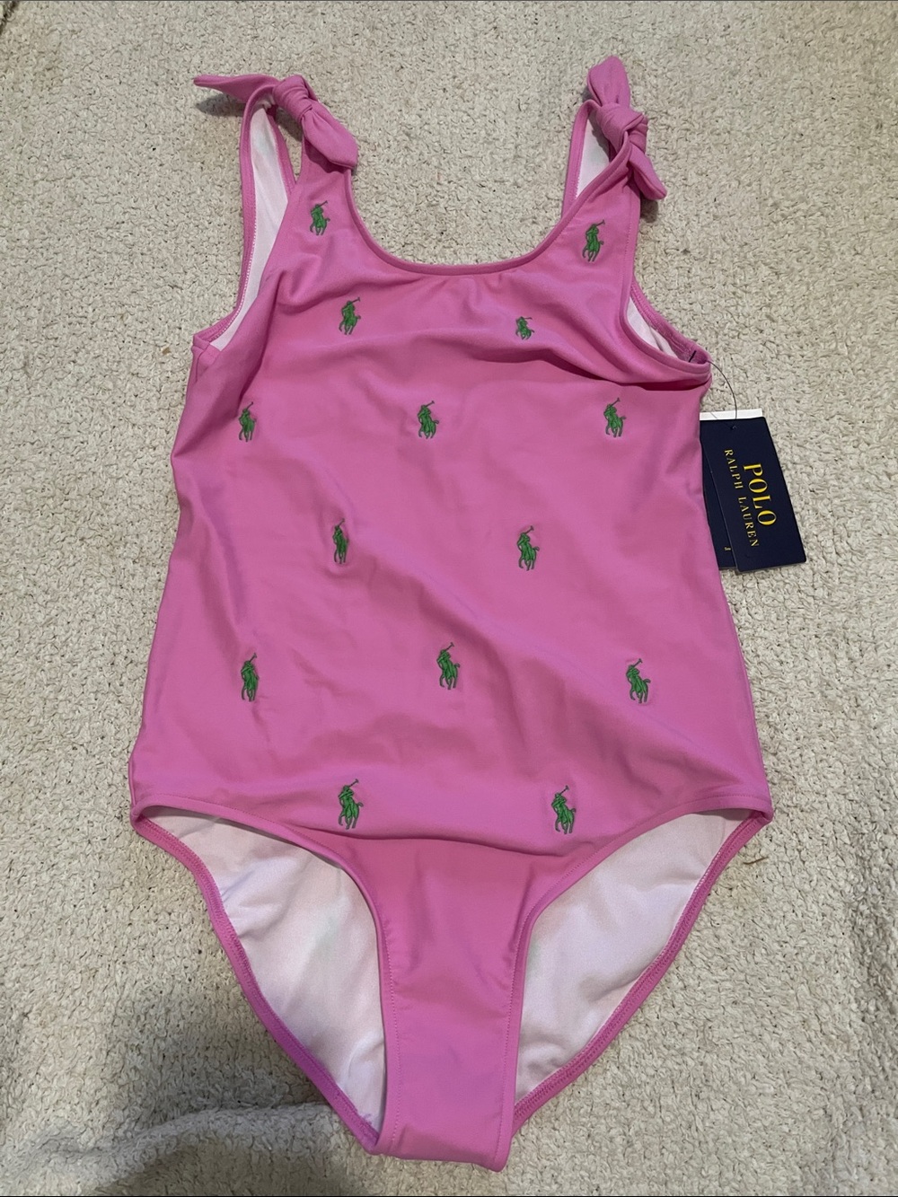 NWT- Ralph Lauren- girl’s 12- logo one piece swimsuit